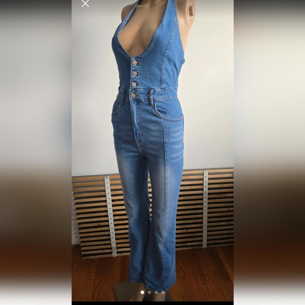 Women's Blue Denim Jumpsuit XS